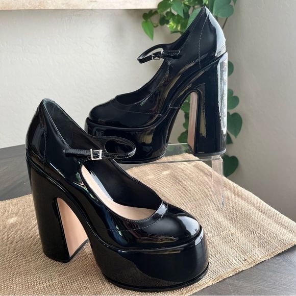 SCHUTZ Zayne Mary Jane Platform Pump in Black Patent Size 9.5 NWOT - Picture 3 of 16